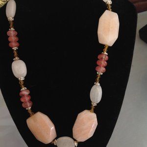 Peruvian Pink Opal Faceted Gemstone Necklace